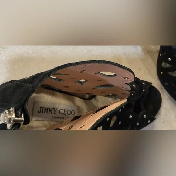 🚨Final Sale🚨!! Jimmy Choo Black Cutout Booties Heels Size 38 - Picture 10 of 10